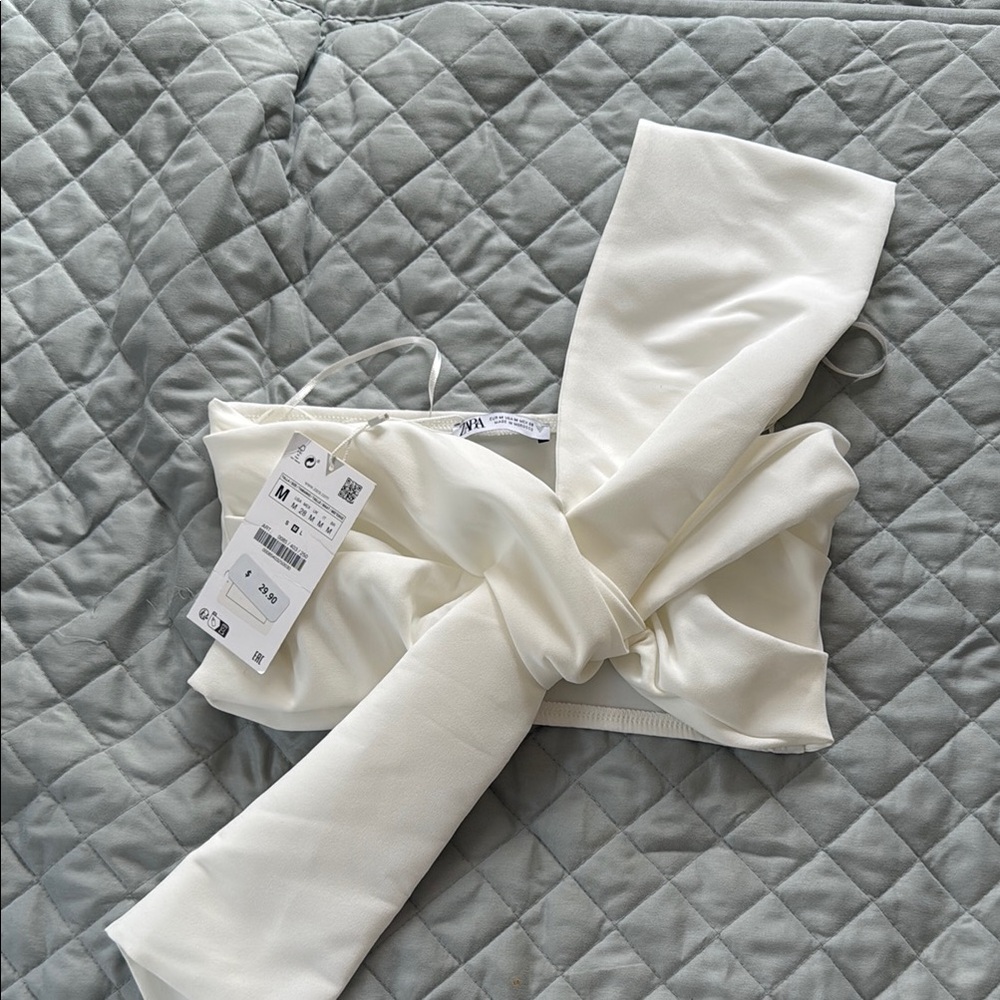 Zara Cream bandeau Top with one shoulder strap